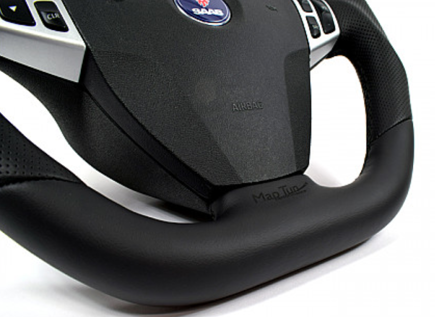 MAPTUN LEATHER STEERING WHEEL SAAB 9‑5 06‑10 FLAT BOTTOM