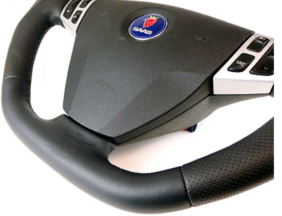 MAPTUN LEATHER STEERING WHEEL SAAB 9‑3 06‑12 FLAT BOTTOM,