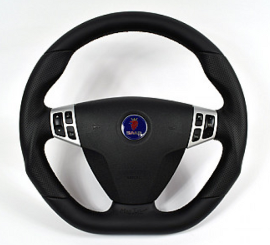 MAPTUN LEATHER STEERING WHEEL SAAB 9‑5 06‑10 FLAT BOTTOM